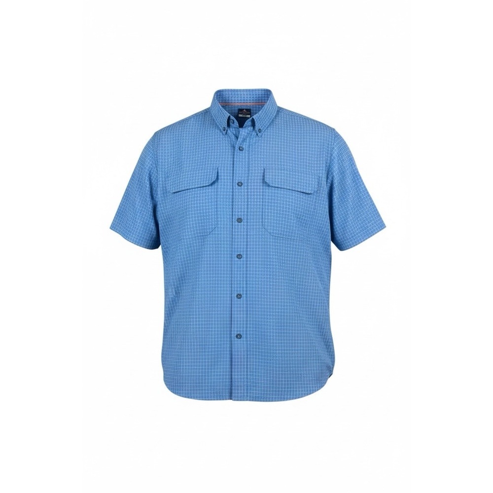 RIDGECUT Mens XLT Big & Tall Short Sleeve Blue Check Button Shirt‎